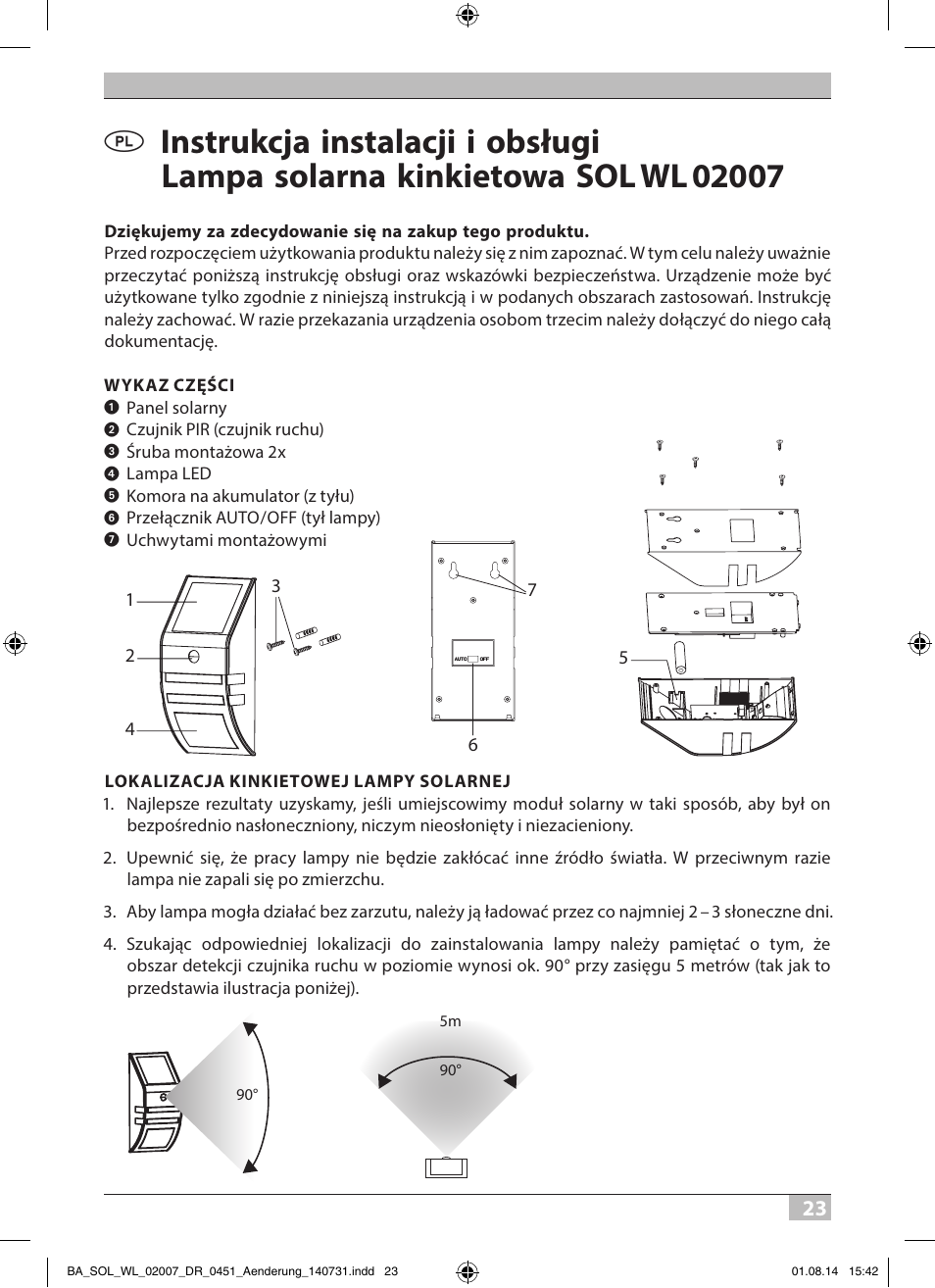 Brennenstuhl Solar LED External Light SOL WL 02007 2xLED 30lm Colour Stainless steel User Manual | Page 23 / 32