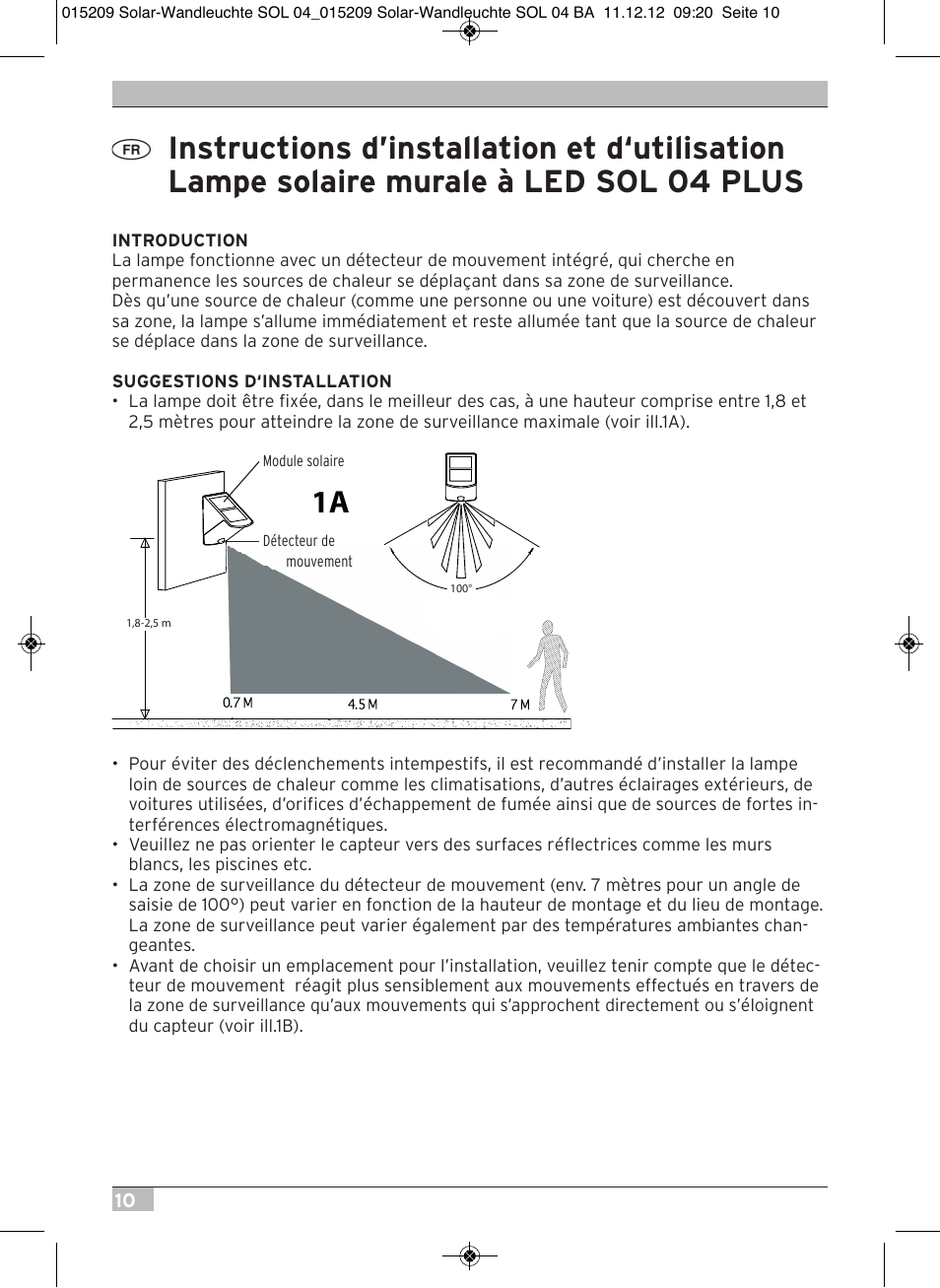 Brennenstuhl Solar LED Wall Lamp SOL 04 plus IP44 with PIR sensor 2xLED 0,5W 85lm Colour Grey white User Manual | Page 10 / 56
