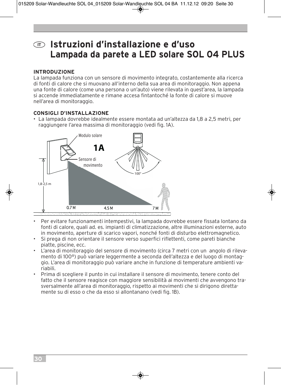 Brennenstuhl Solar LED Wall Lamp SOL 04 plus IP44 with PIR sensor 2xLED 0,5W 85lm Colour Grey white User Manual | Page 30 / 56