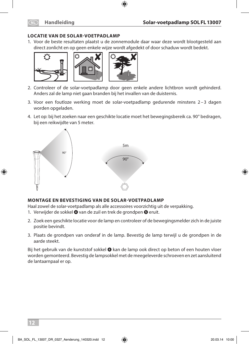 Brennenstuhl Solar LED Pavement Light SOL FL 13007 with PIR sensor and twilight sensor 13xLED 91lm Colour Alu/Silver User Manual | Page 12 / 48