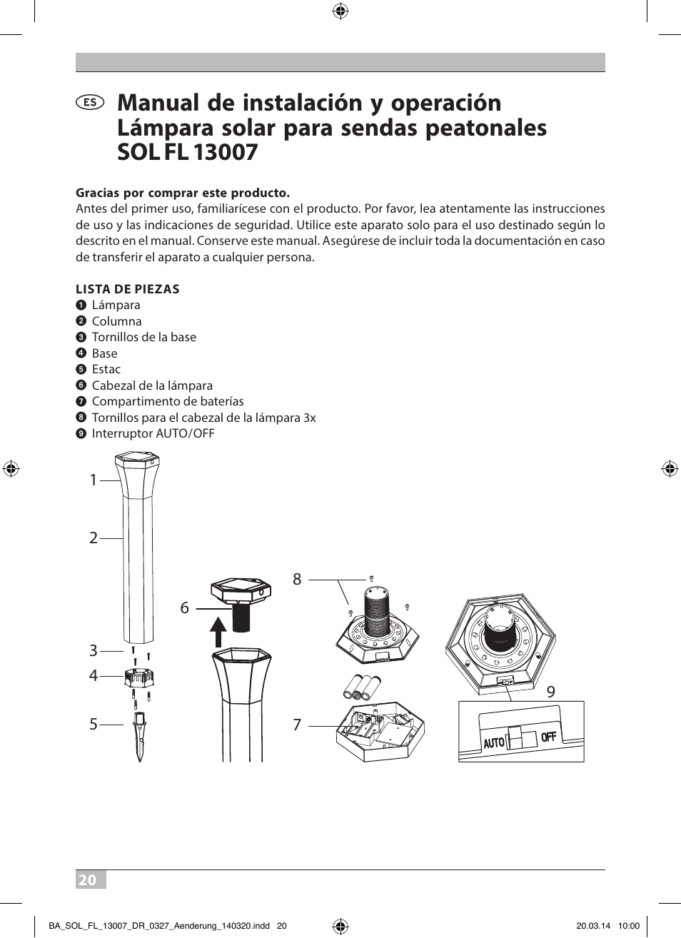 Brennenstuhl Solar LED Pavement Light SOL FL 13007 with PIR sensor and twilight sensor 13xLED 91lm Colour Alu/Silver User Manual | Page 20 / 48