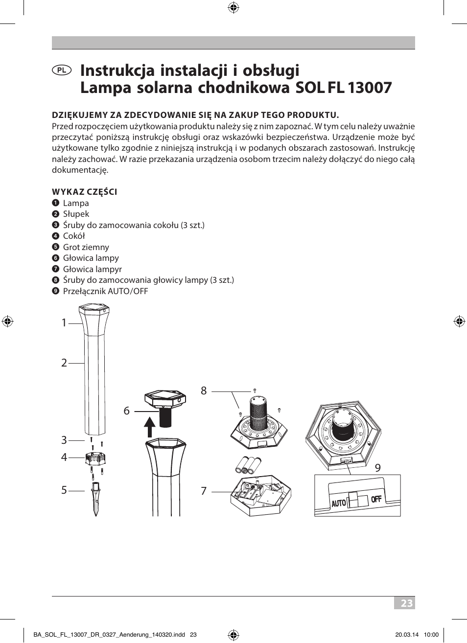 Brennenstuhl Solar LED Pavement Light SOL FL 13007 with PIR sensor and twilight sensor 13xLED 91lm Colour Alu/Silver User Manual | Page 23 / 48