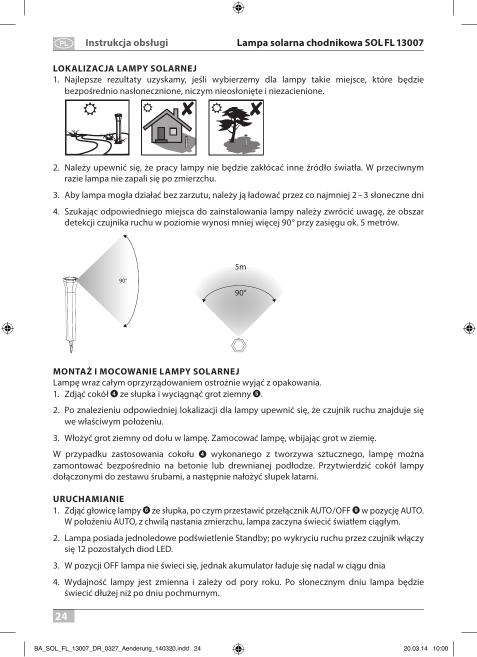 Brennenstuhl Solar LED Pavement Light SOL FL 13007 with PIR sensor and twilight sensor 13xLED 91lm Colour Alu/Silver User Manual | Page 24 / 48