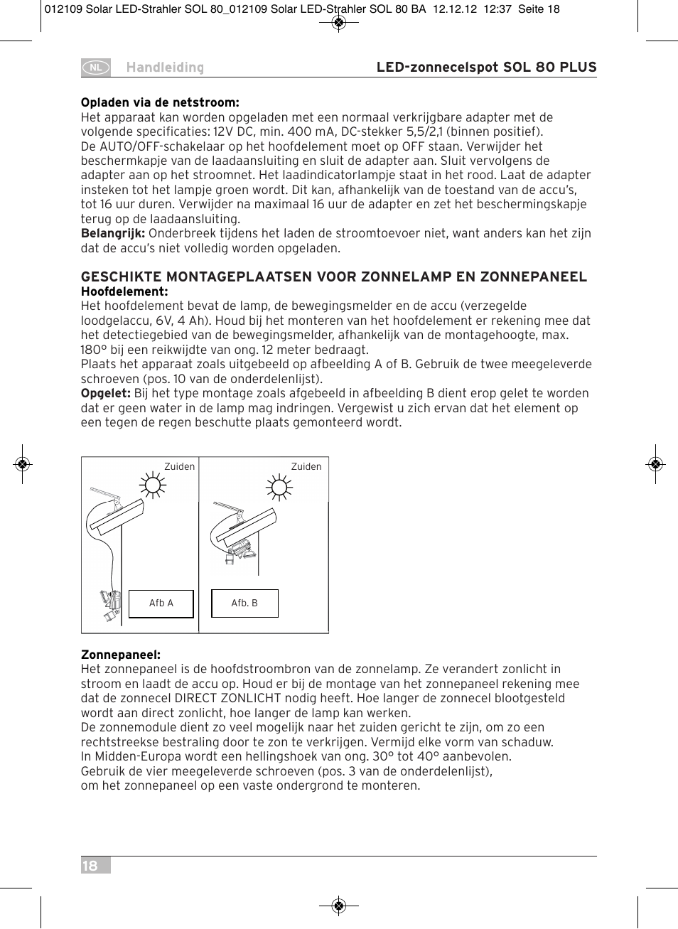 Brennenstuhl Solar LED Light SOL 80 plus IP44 with PIR sensor 8xLED 0,5W 350lm Cable length 4,75m Colour white User Manual | Page 18 / 92