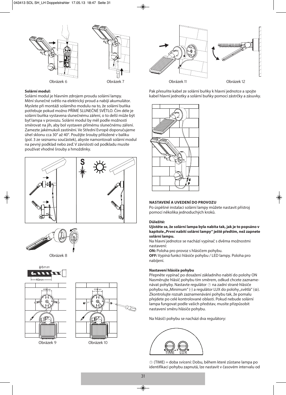 Brennenstuhl Solar LED-spot Duo Premium SOL SV0805 P1 IP44 with PIR sensor 8xLED 0,5W 320lm Cable length 4,75m Colour Anthracite User Manual | Page 31 / 72