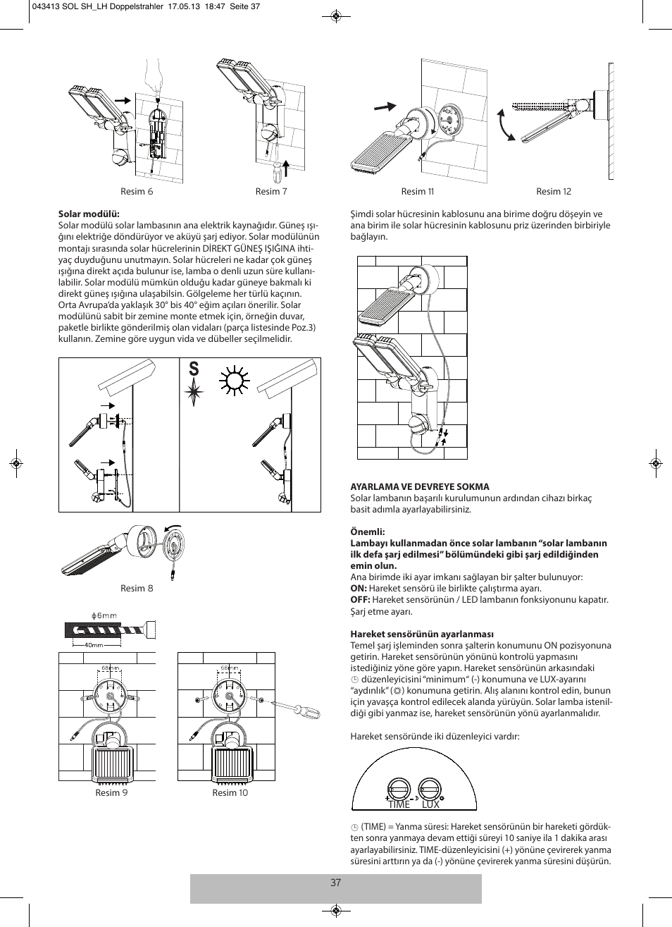 Brennenstuhl Solar LED-spot Duo Premium SOL SV0805 P1 IP44 with PIR sensor 8xLED 0,5W 320lm Cable length 4,75m Colour Anthracite User Manual | Page 37 / 72