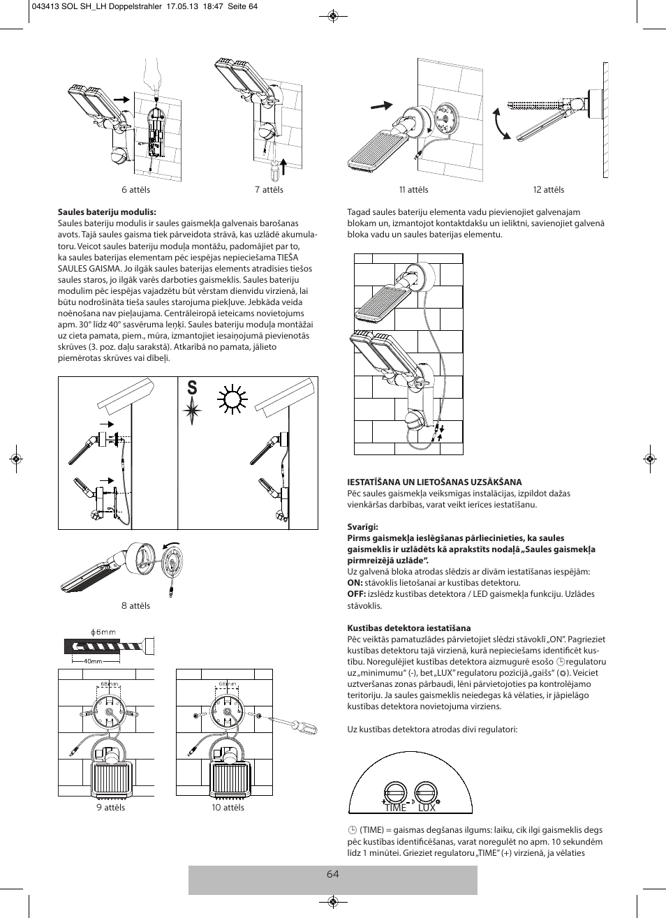 Brennenstuhl Solar LED-spot Duo Premium SOL SV0805 P1 IP44 with PIR sensor 8xLED 0,5W 320lm Cable length 4,75m Colour Anthracite User Manual | Page 64 / 72