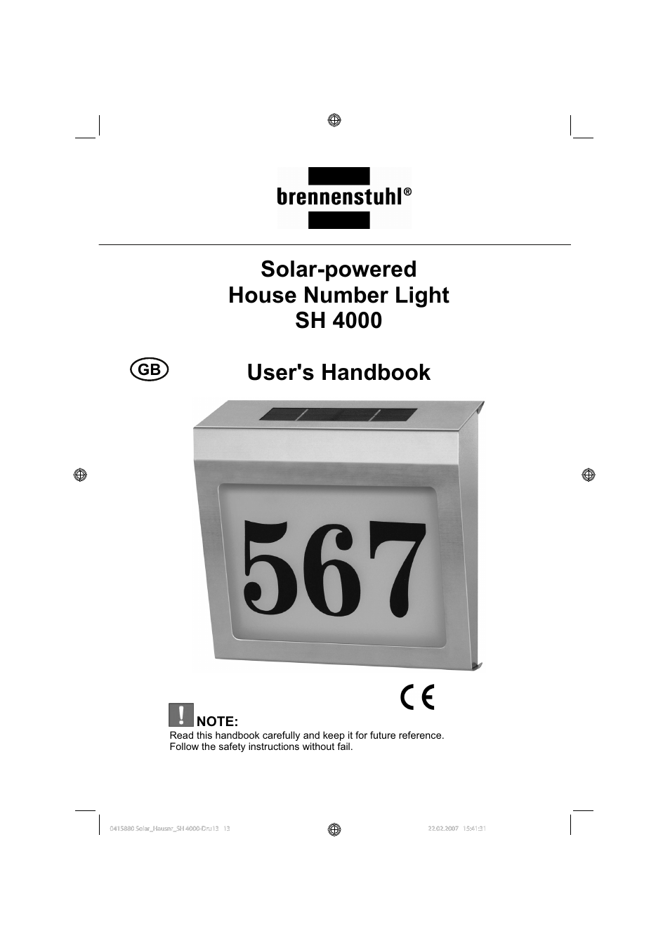 Brennenstuhl Illuminated House Number Solar Power SH 4000 User Manual | Page 13 / 104