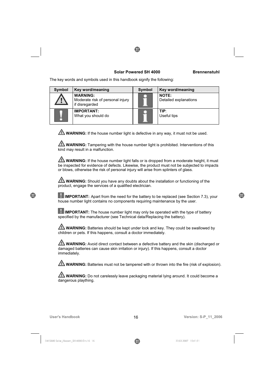 Brennenstuhl Illuminated House Number Solar Power SH 4000 User Manual | Page 16 / 104