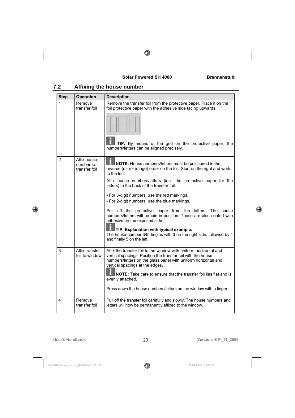 2 affixing the house number | Brennenstuhl Illuminated House Number Solar Power SH 4000 User Manual | Page 20 / 104
