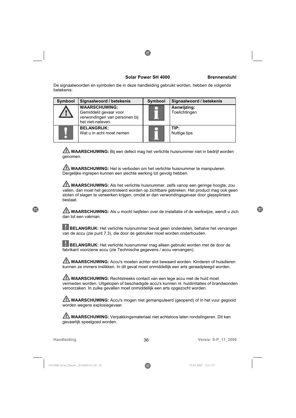 Brennenstuhl Illuminated House Number Solar Power SH 4000 User Manual | Page 36 / 104