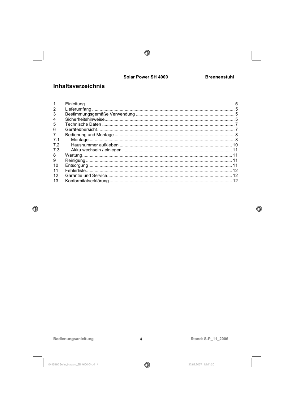 Brennenstuhl Illuminated House Number Solar Power SH 4000 User Manual | Page 4 / 104