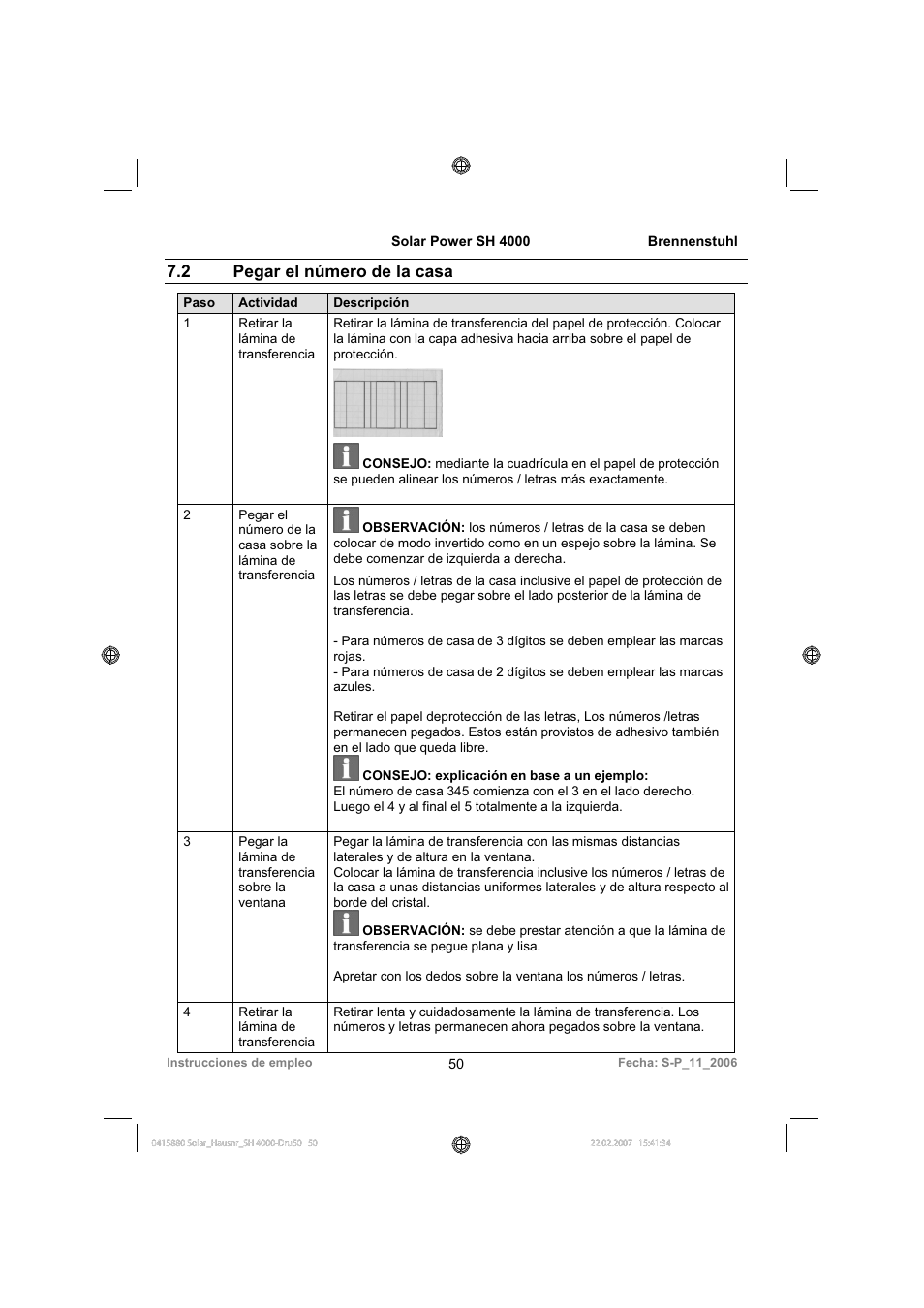 2 pegar el número de la casa | Brennenstuhl Illuminated House Number Solar Power SH 4000 User Manual | Page 50 / 104