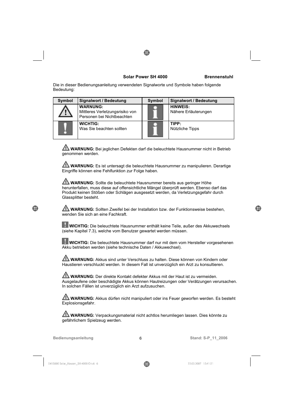 Brennenstuhl Illuminated House Number Solar Power SH 4000 User Manual | Page 6 / 104