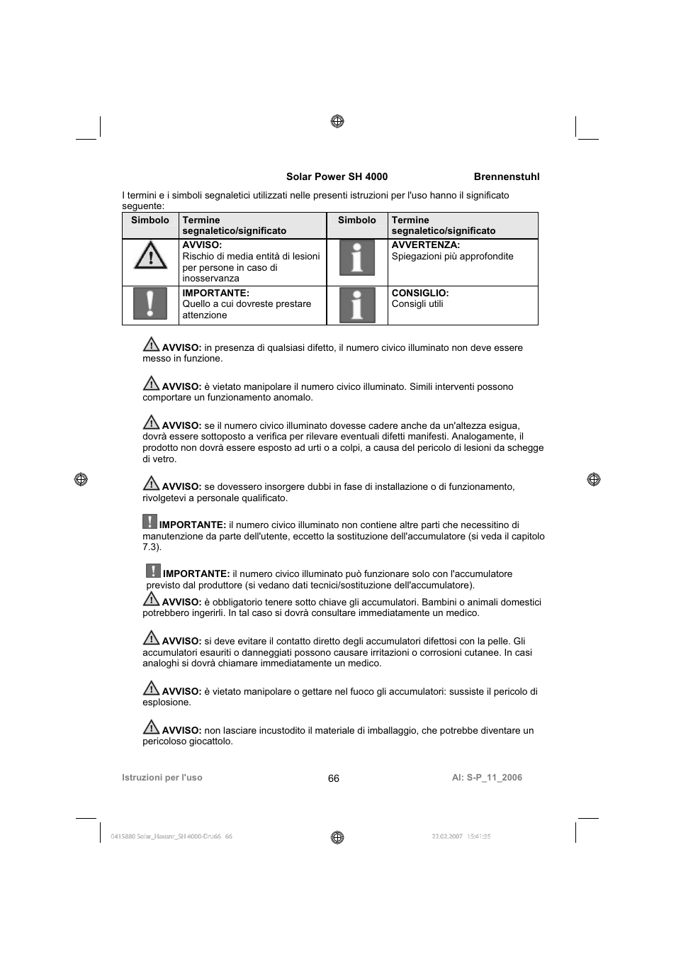 Brennenstuhl Illuminated House Number Solar Power SH 4000 User Manual | Page 66 / 104