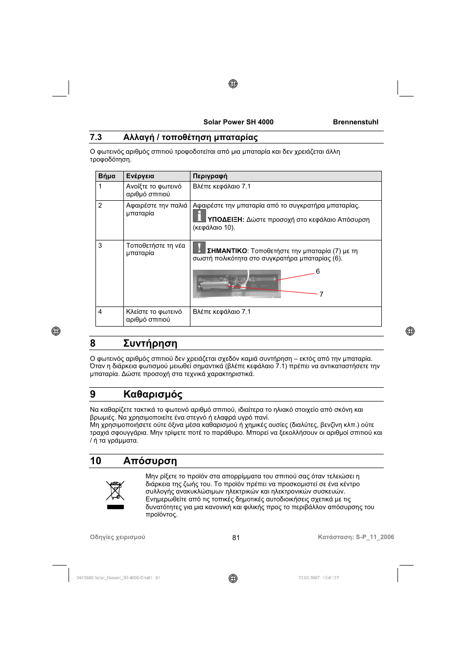 8ȉȣȟĳȓȡșıș, 9ȁįșįȡțıȝȩȣ, 10 ǹʌȩıȣȡıș | Brennenstuhl Illuminated House Number Solar Power SH 4000 User Manual | Page 81 / 104