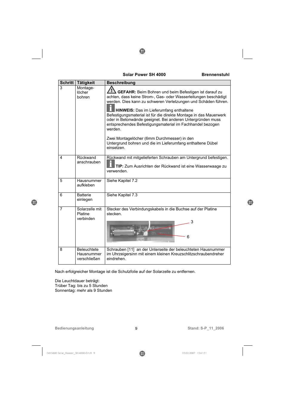 Brennenstuhl Illuminated House Number Solar Power SH 4000 User Manual | Page 9 / 104