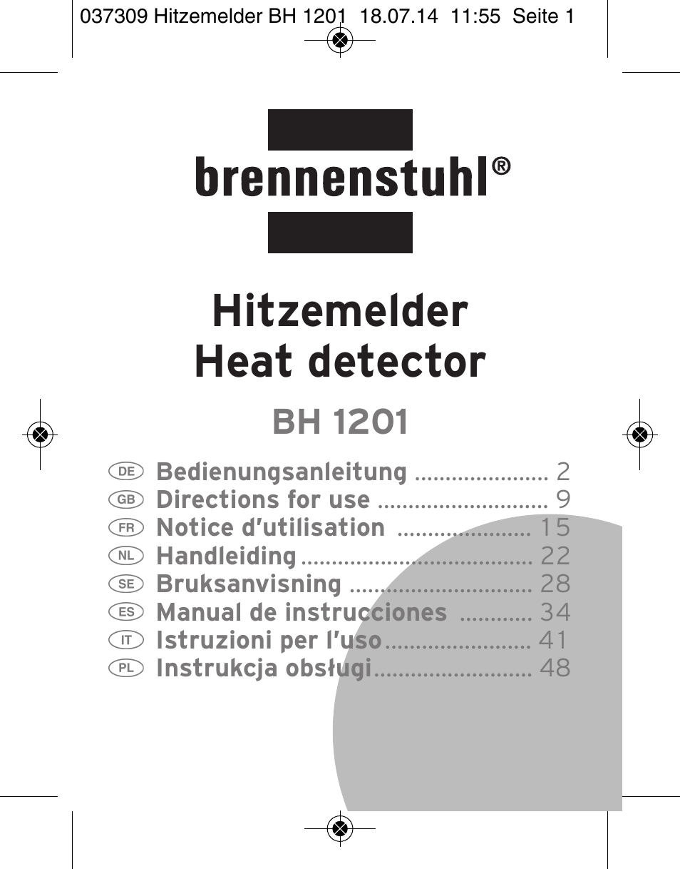 Brennenstuhl Heat Detector BH 1201 User Manual | 56 pages