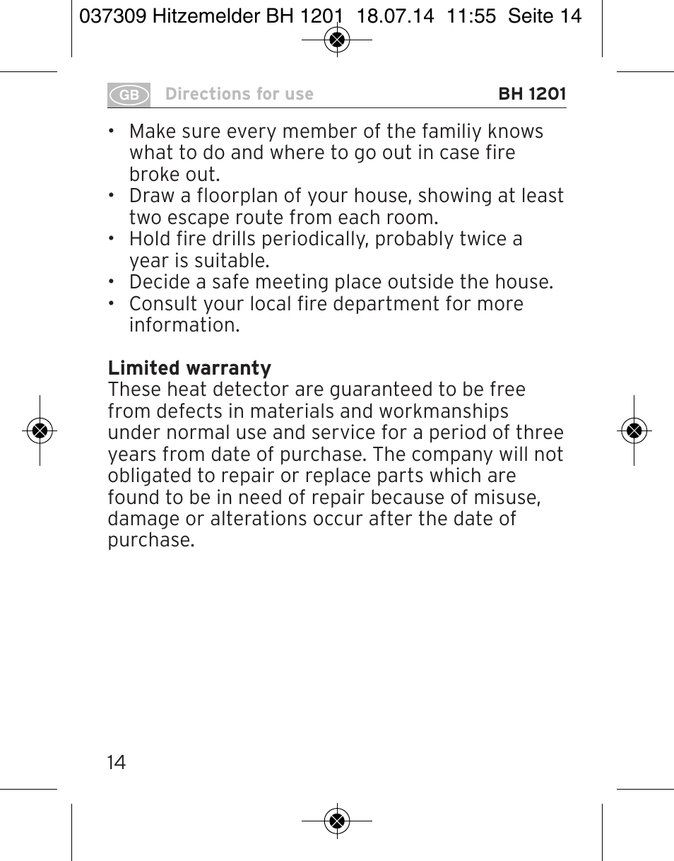 Brennenstuhl Heat Detector BH 1201 User Manual | Page 14 / 56