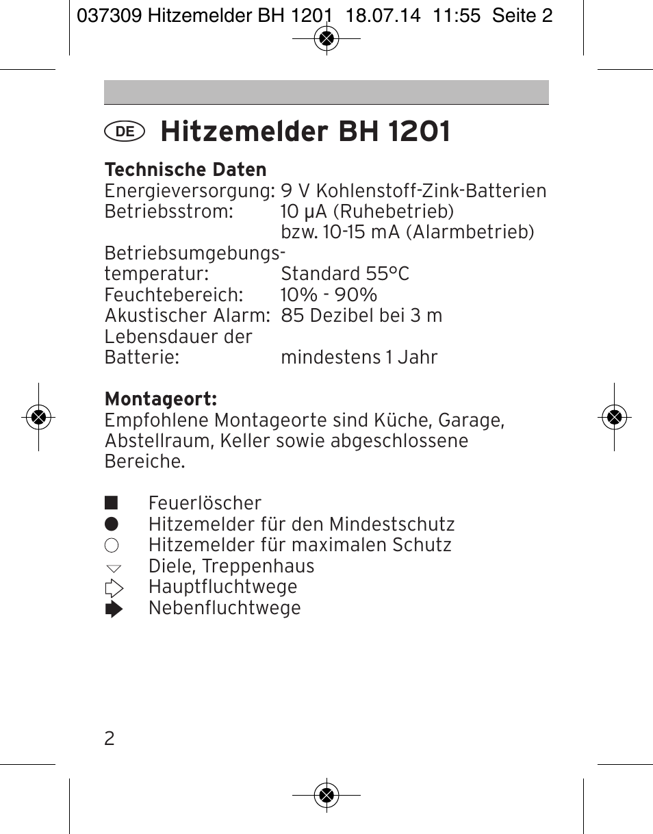 Hitzemelder bh 1201 | Brennenstuhl Heat Detector BH 1201 User Manual | Page 2 / 56