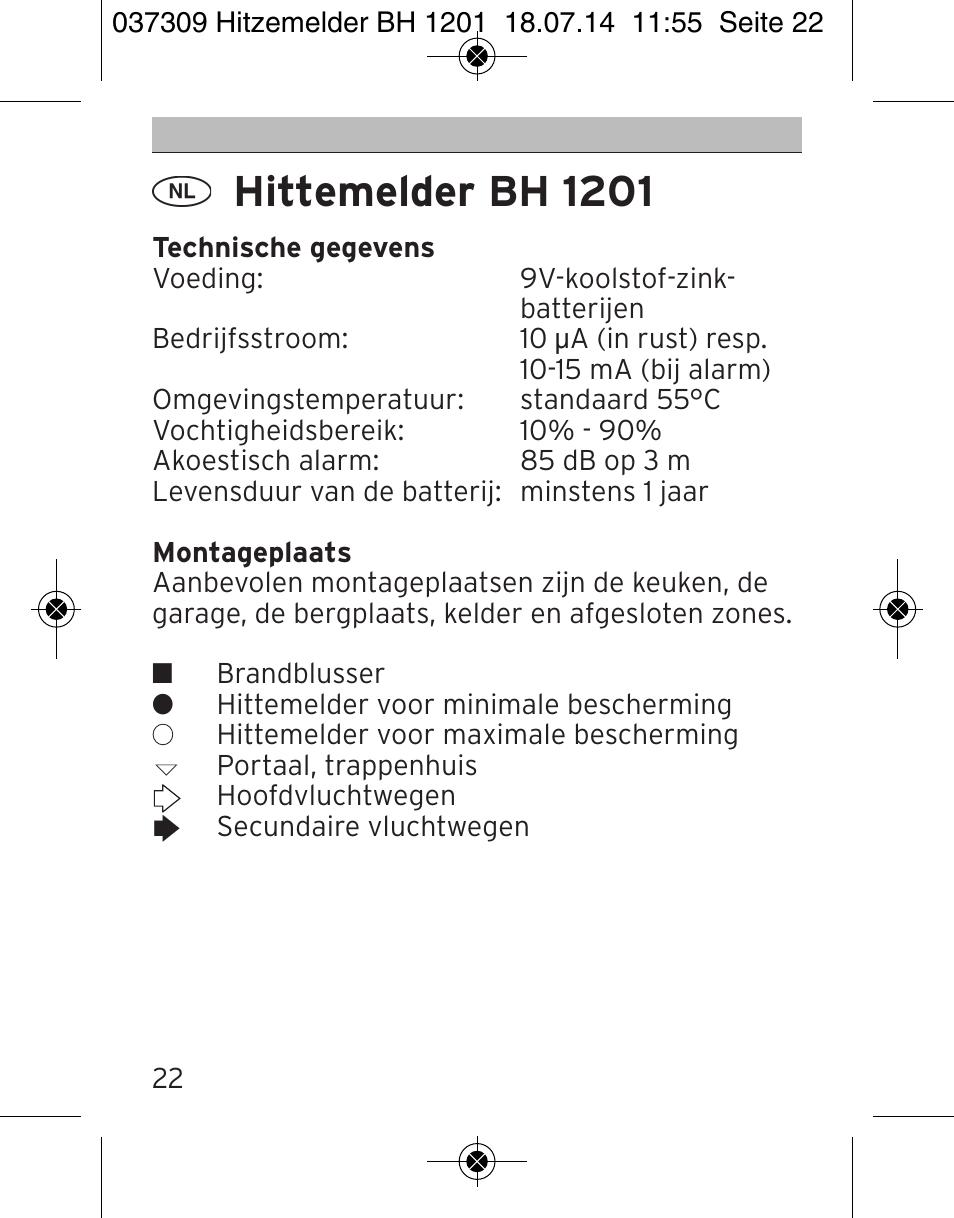 Hittemelder bh 1201 | Brennenstuhl Heat Detector BH 1201 User Manual | Page 22 / 56