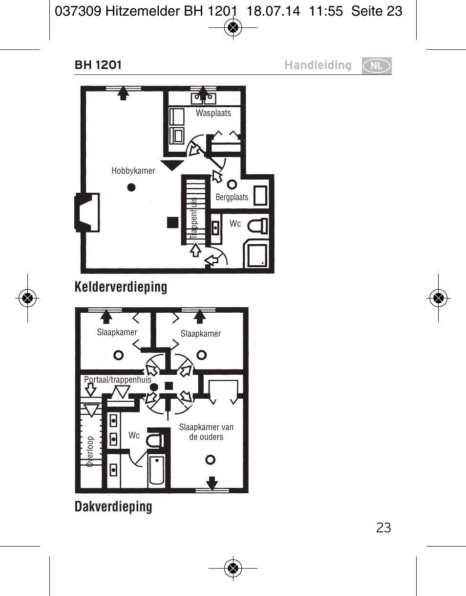 Bh 1201 handleiding | Brennenstuhl Heat Detector BH 1201 User Manual | Page 23 / 56