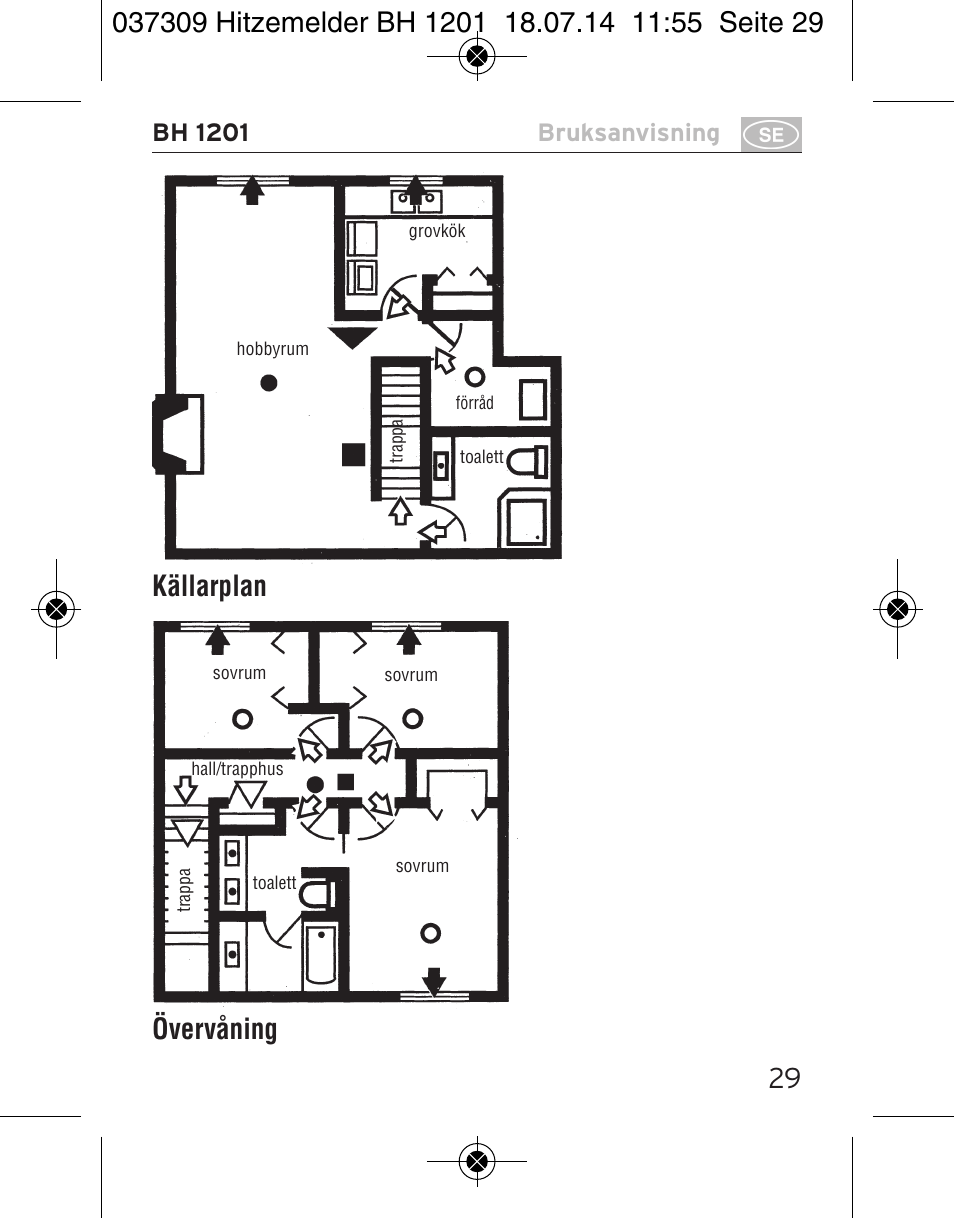 Källarplan, Bh 1201 bruksanvisning | Brennenstuhl Heat Detector BH 1201 User Manual | Page 29 / 56