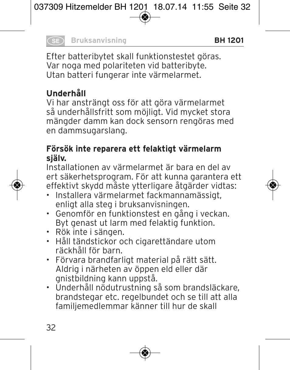 Brennenstuhl Heat Detector BH 1201 User Manual | Page 32 / 56