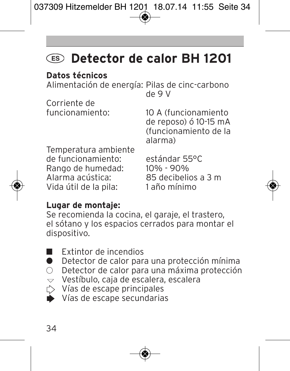 Detector de calor bh 1201 | Brennenstuhl Heat Detector BH 1201 User Manual | Page 34 / 56