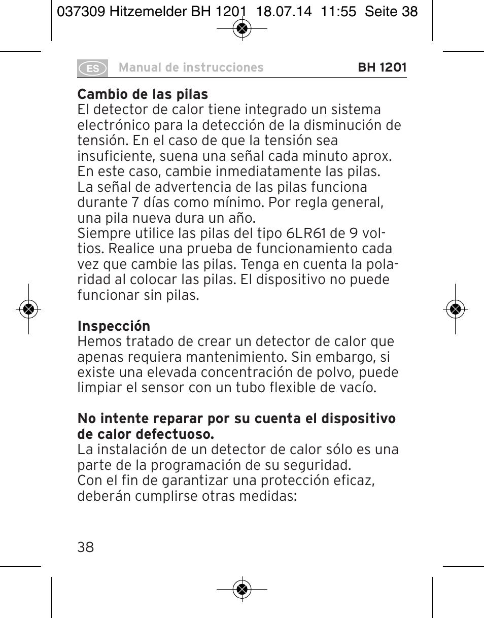 Brennenstuhl Heat Detector BH 1201 User Manual | Page 38 / 56