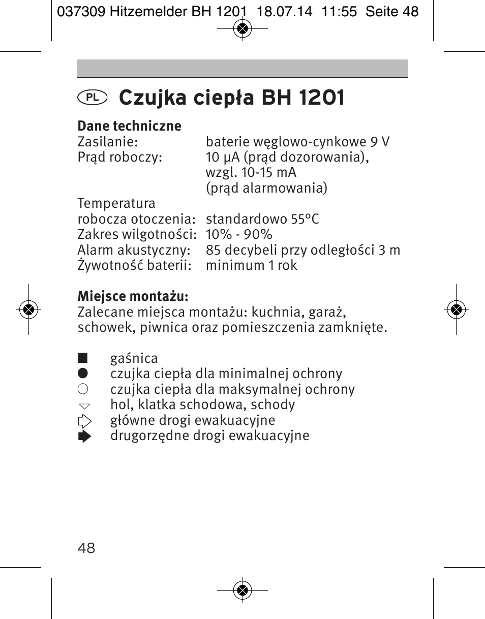 Czujka ciepła bh 1201 | Brennenstuhl Heat Detector BH 1201 User Manual | Page 48 / 56