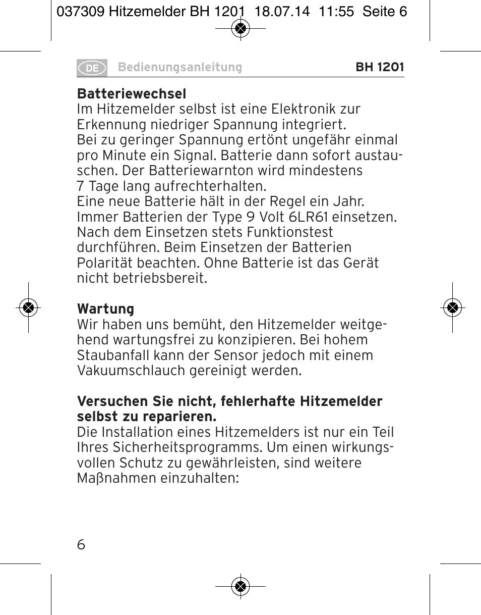 Brennenstuhl Heat Detector BH 1201 User Manual | Page 6 / 56