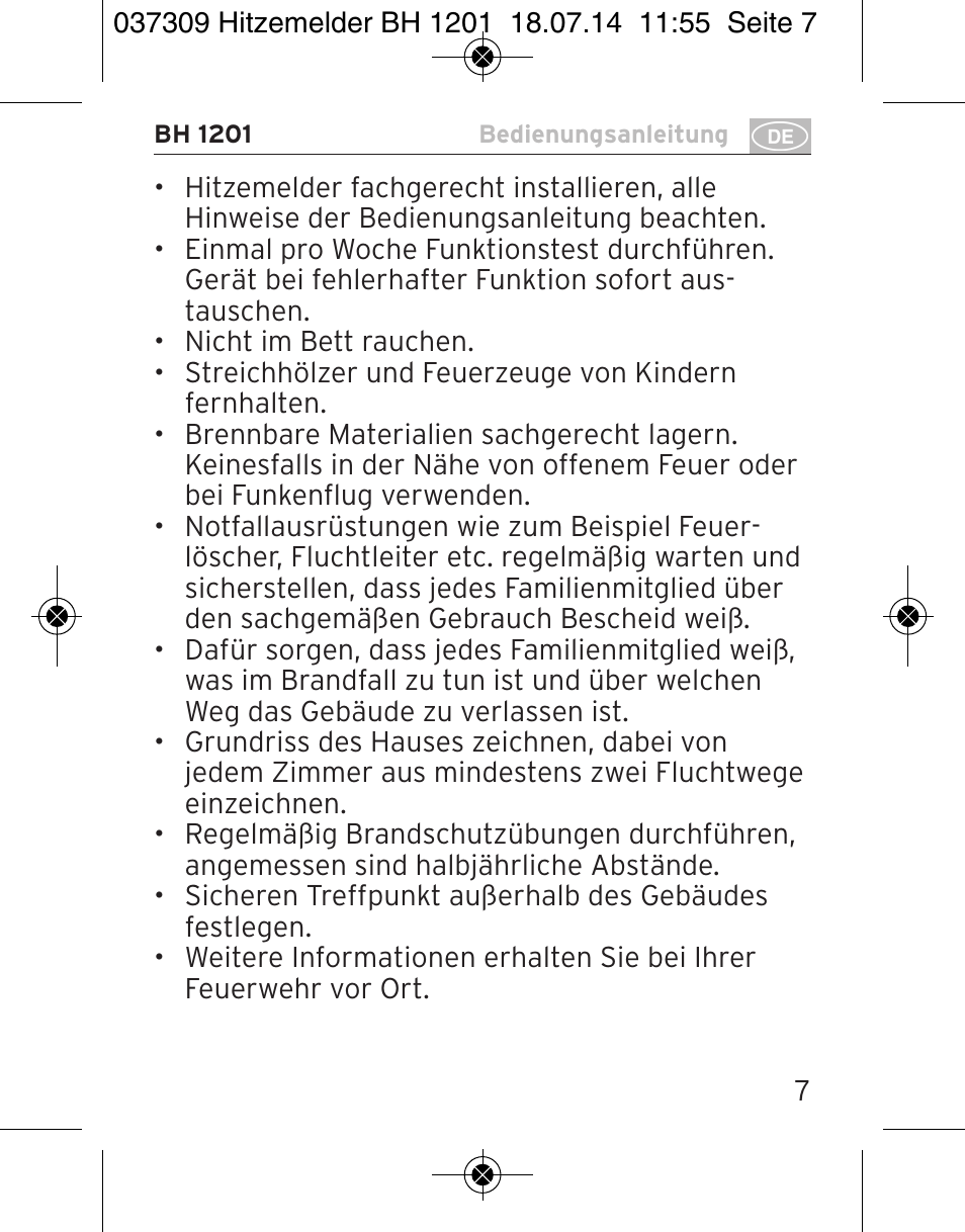 Brennenstuhl Heat Detector BH 1201 User Manual | Page 7 / 56