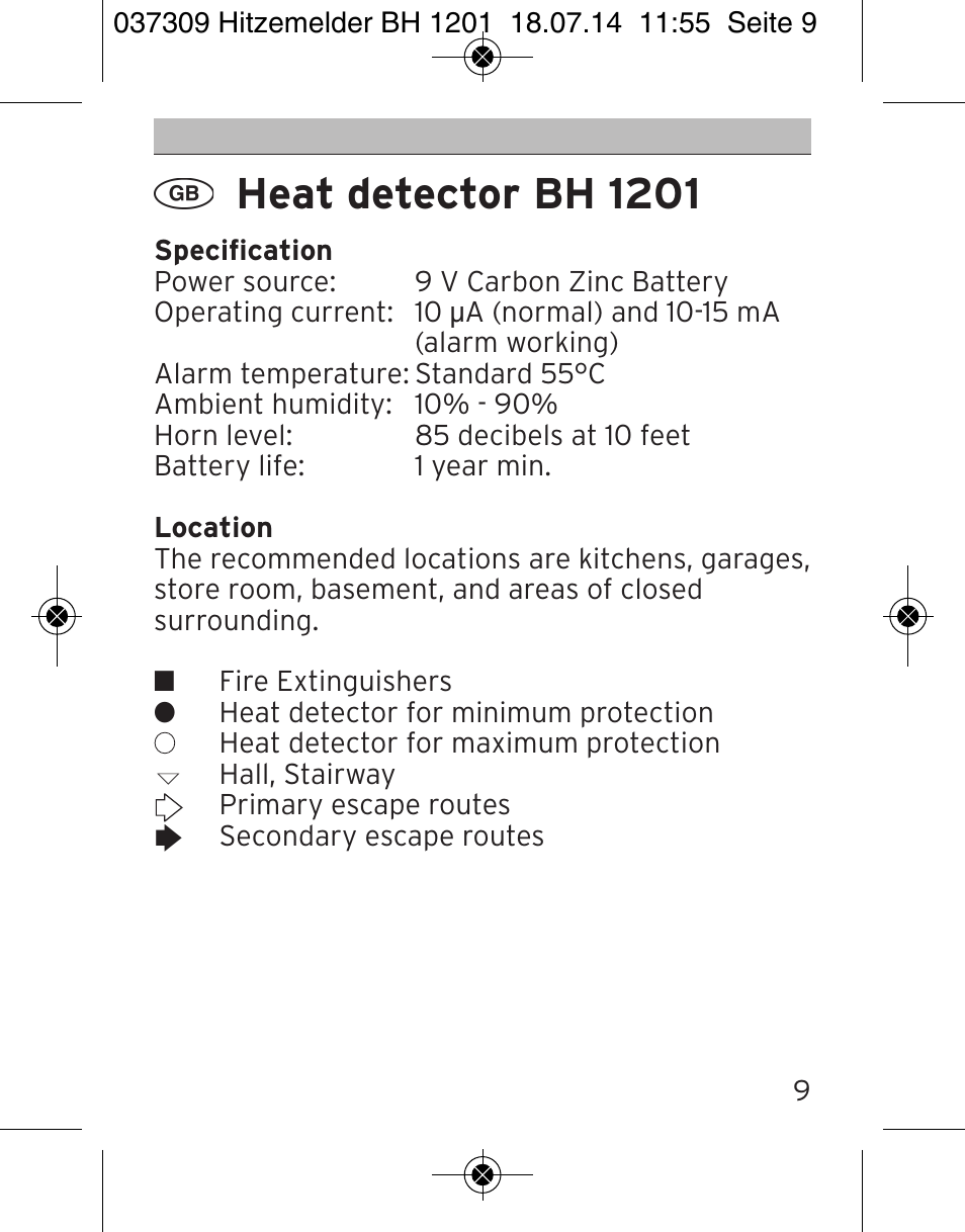 Heat detector bh 1201 | Brennenstuhl Heat Detector BH 1201 User Manual | Page 9 / 56