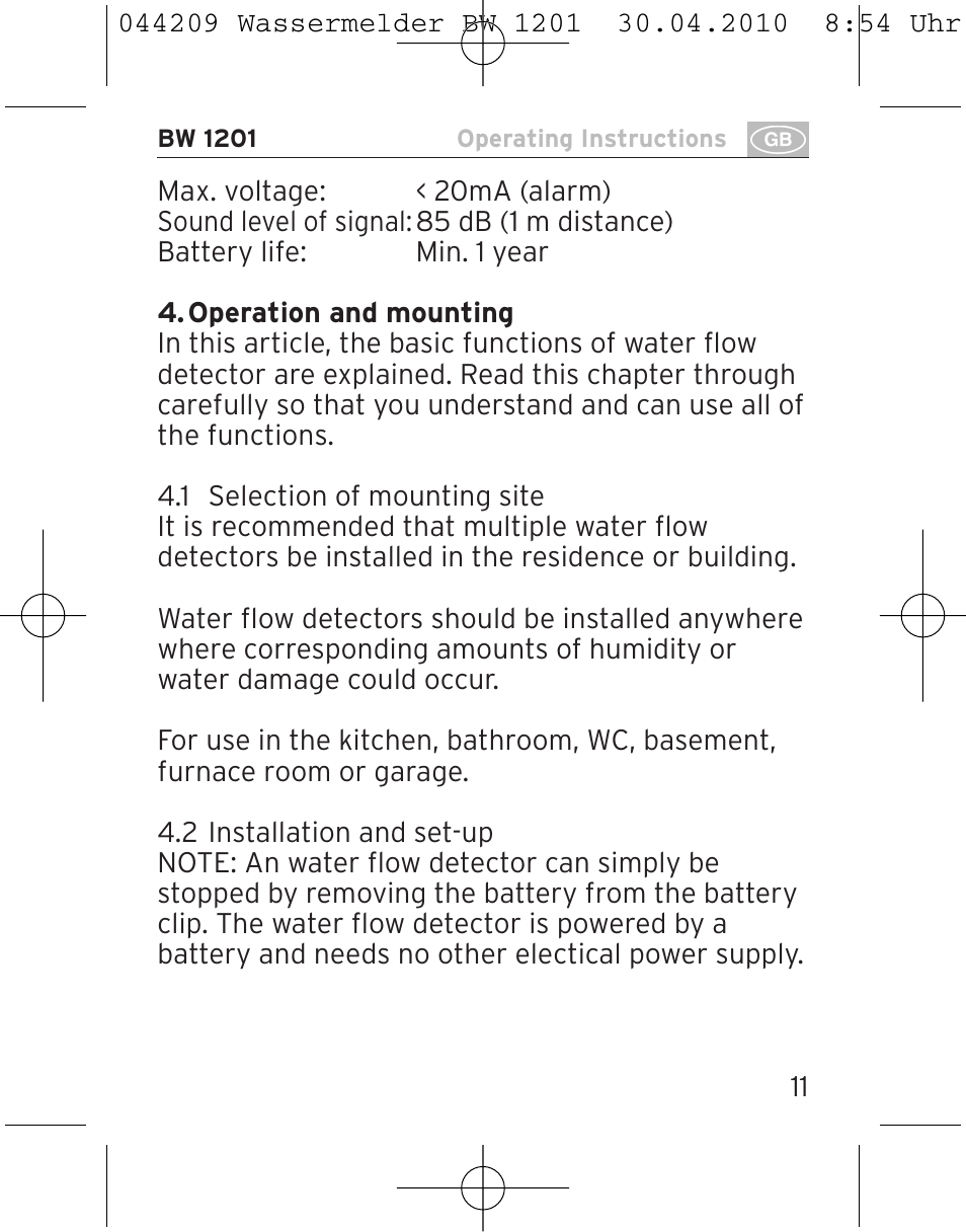 Brennenstuhl Water Detector BW 1201 User Manual | Page 11 / 56