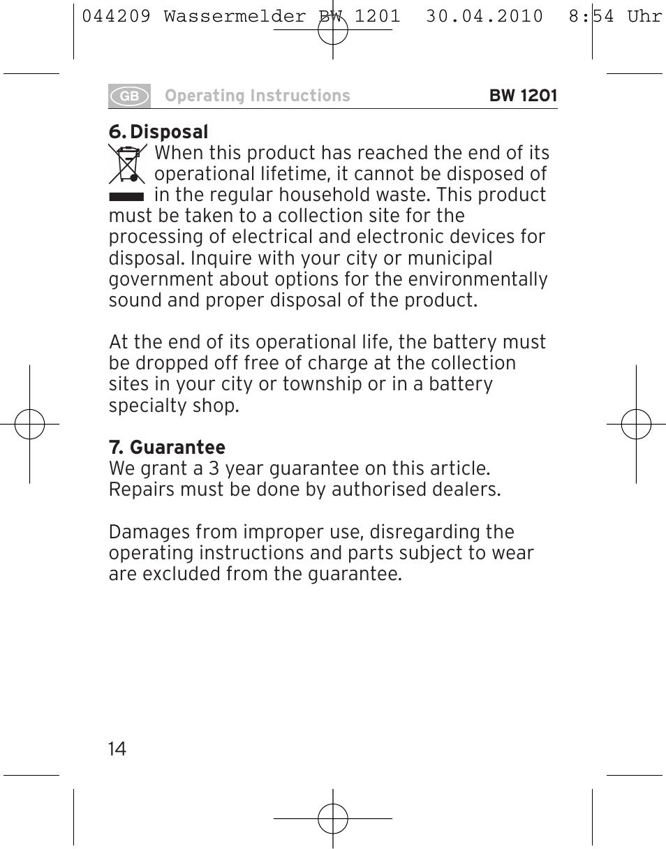 Brennenstuhl Water Detector BW 1201 User Manual | Page 14 / 56