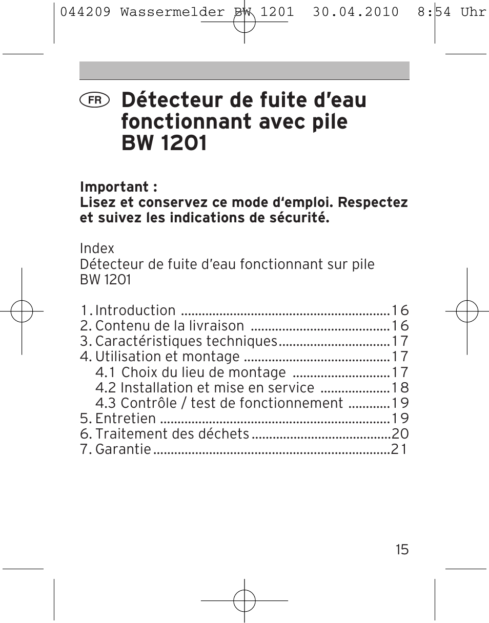 Brennenstuhl Water Detector BW 1201 User Manual | Page 15 / 56