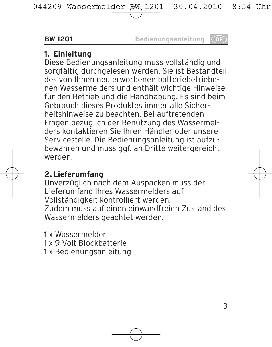 Brennenstuhl Water Detector BW 1201 User Manual | Page 3 / 56