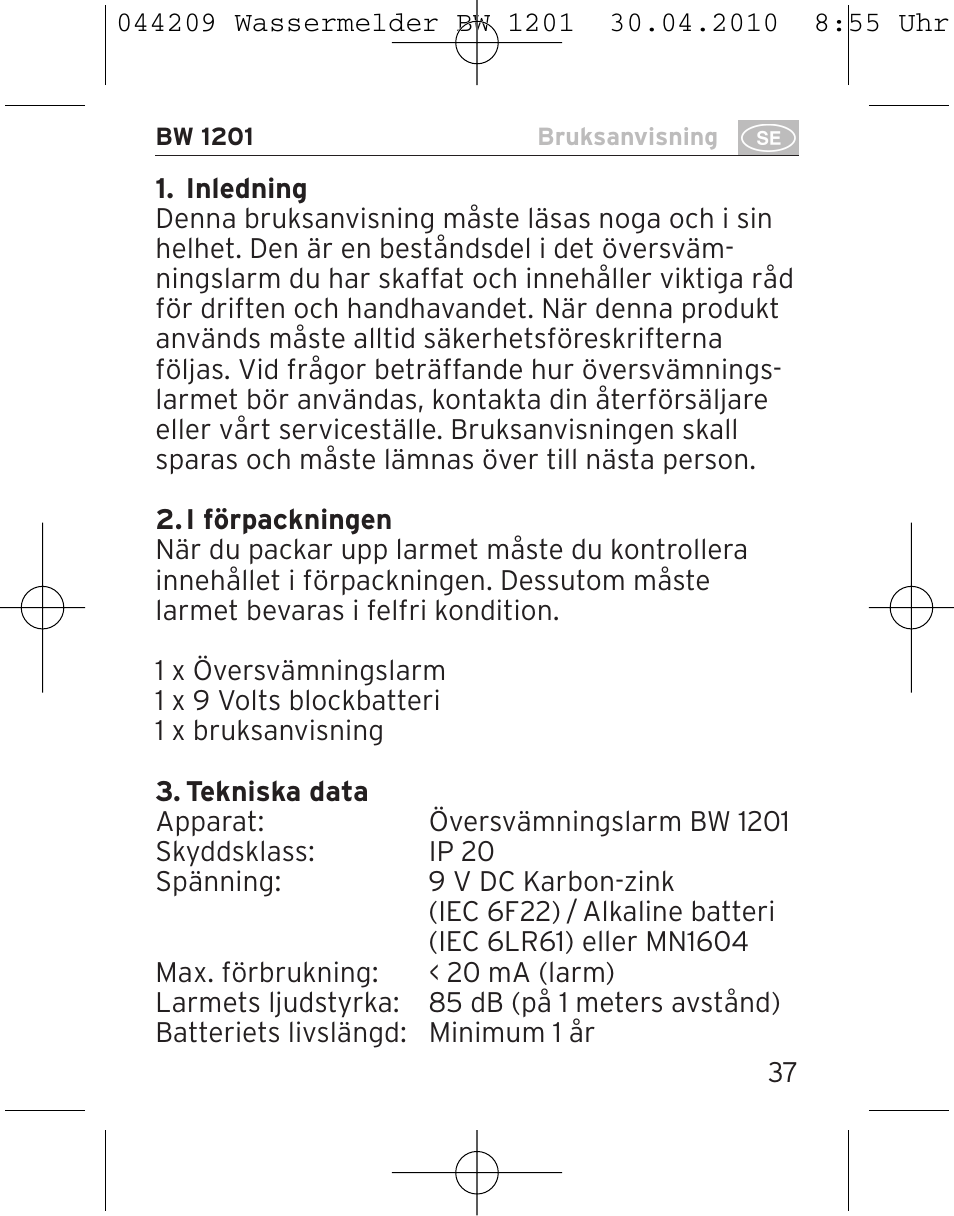 Brennenstuhl Water Detector BW 1201 User Manual | Page 37 / 56