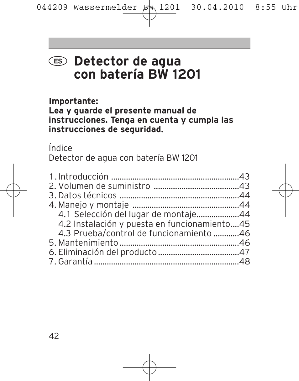 Detector de agua con batería bw 1201 | Brennenstuhl Water Detector BW 1201 User Manual | Page 42 / 56