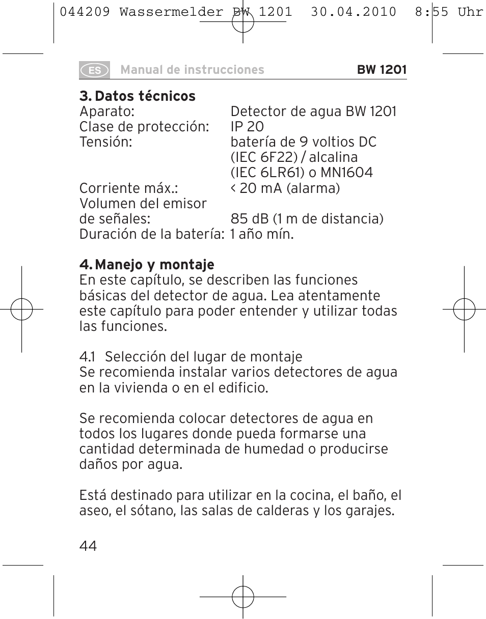 Brennenstuhl Water Detector BW 1201 User Manual | Page 44 / 56