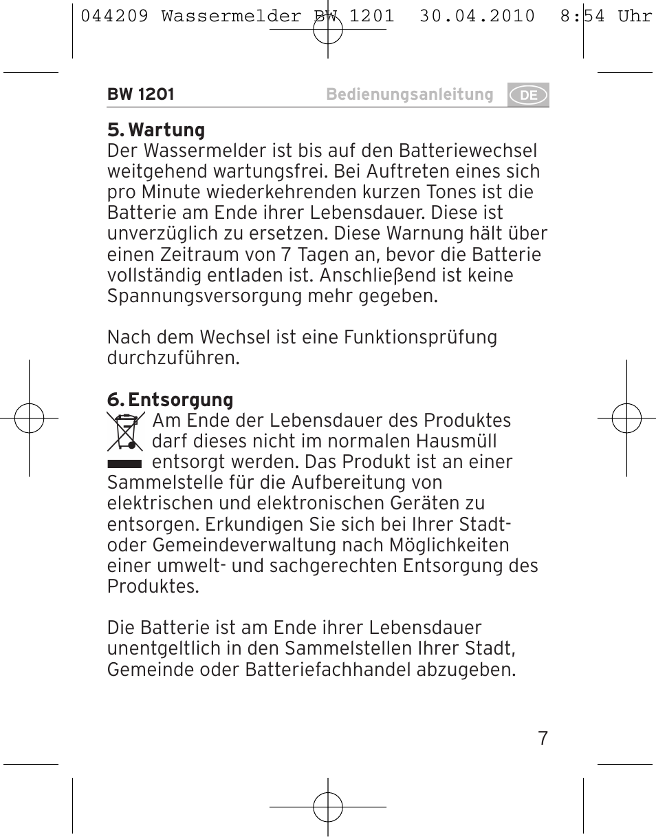 Brennenstuhl Water Detector BW 1201 User Manual | Page 7 / 56