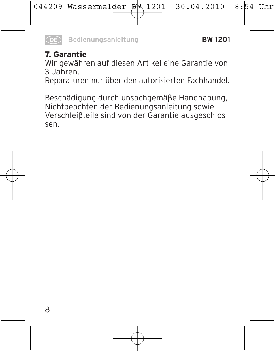 Brennenstuhl Water Detector BW 1201 User Manual | Page 8 / 56