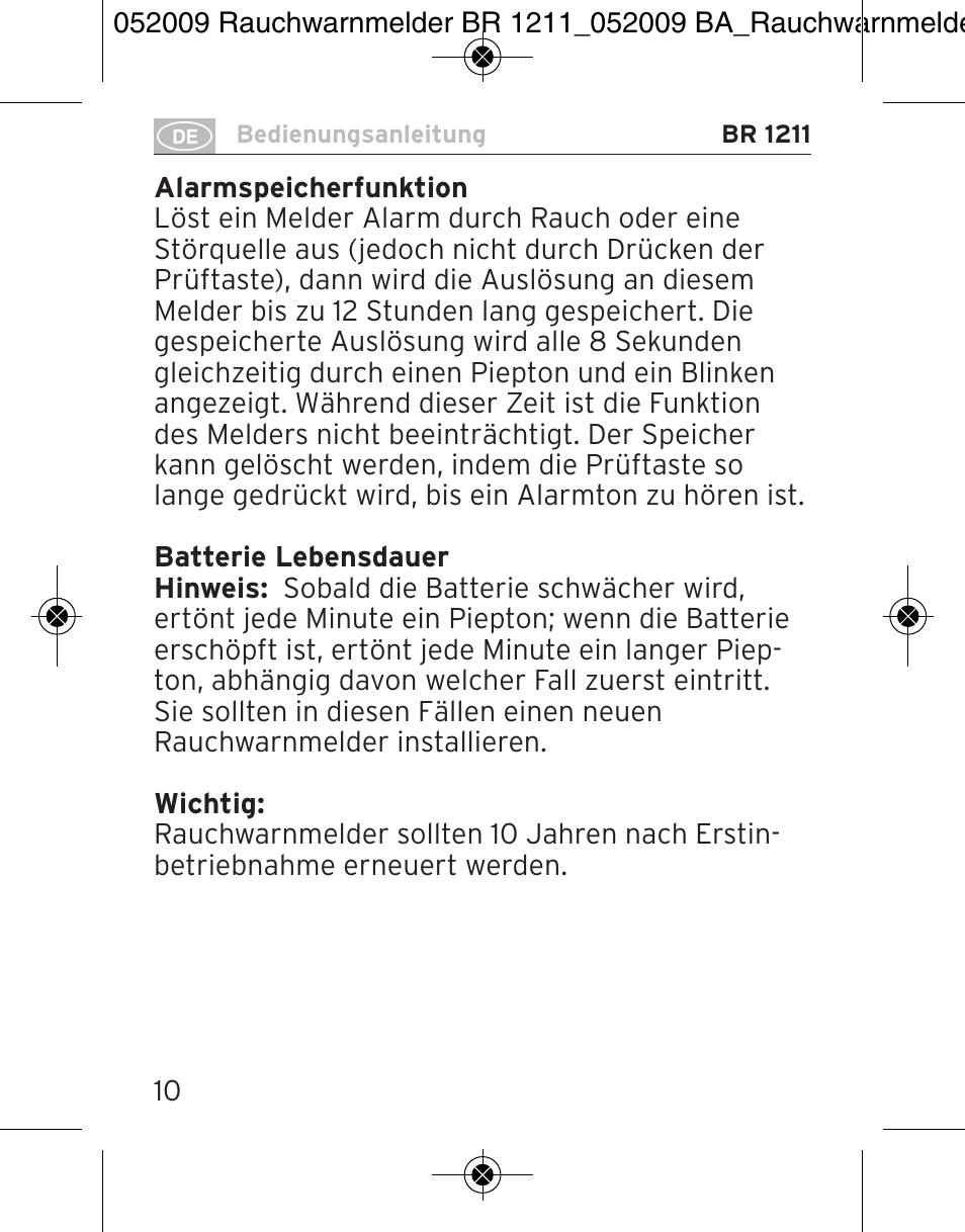 Brennenstuhl Smoke Alarm BR 1211 interlink User Manual | Page 10 / 68