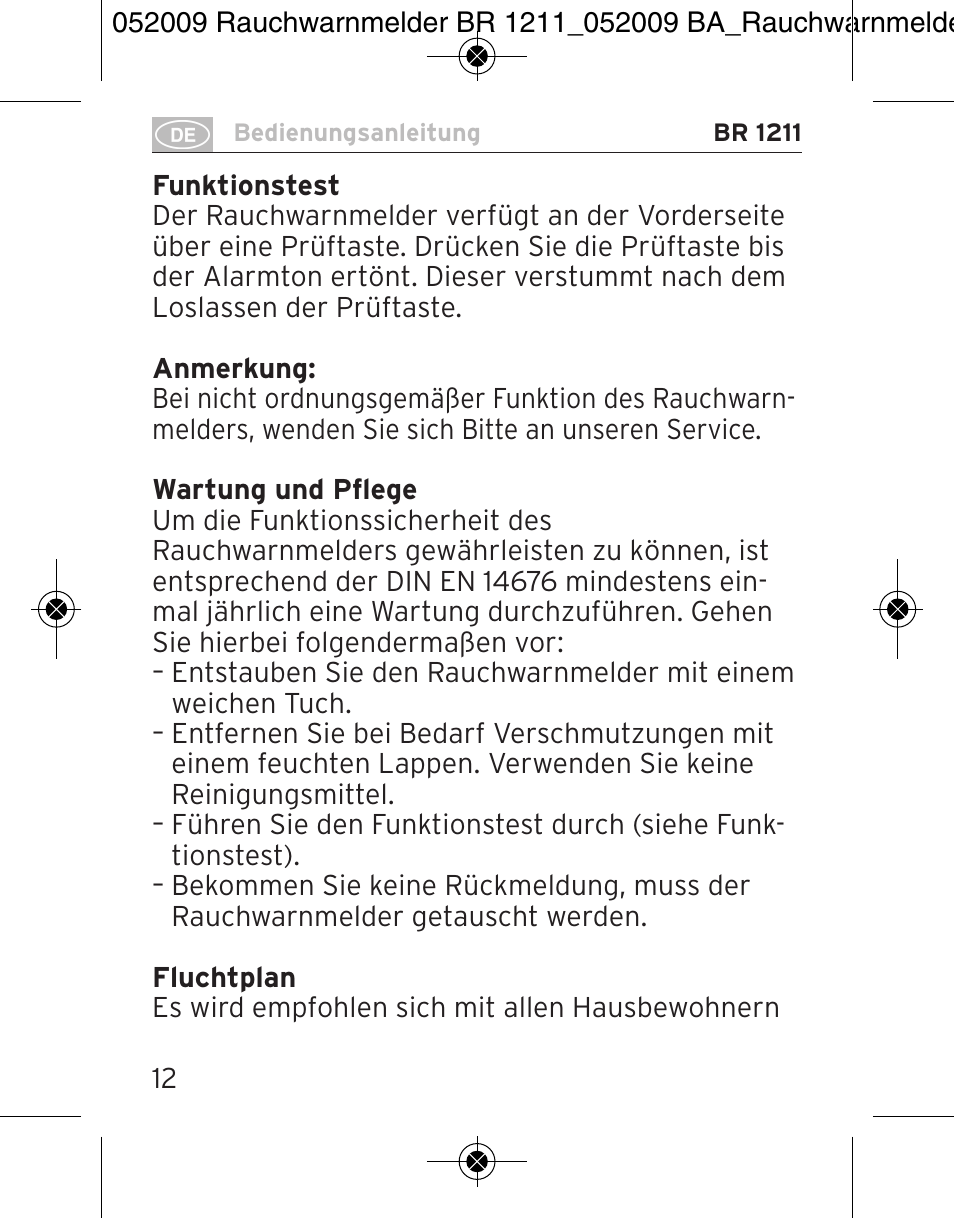 Brennenstuhl Smoke Alarm BR 1211 interlink User Manual | Page 12 / 68