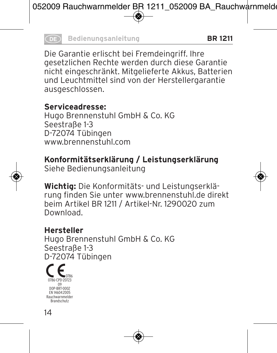 Brennenstuhl Smoke Alarm BR 1211 interlink User Manual | Page 14 / 68