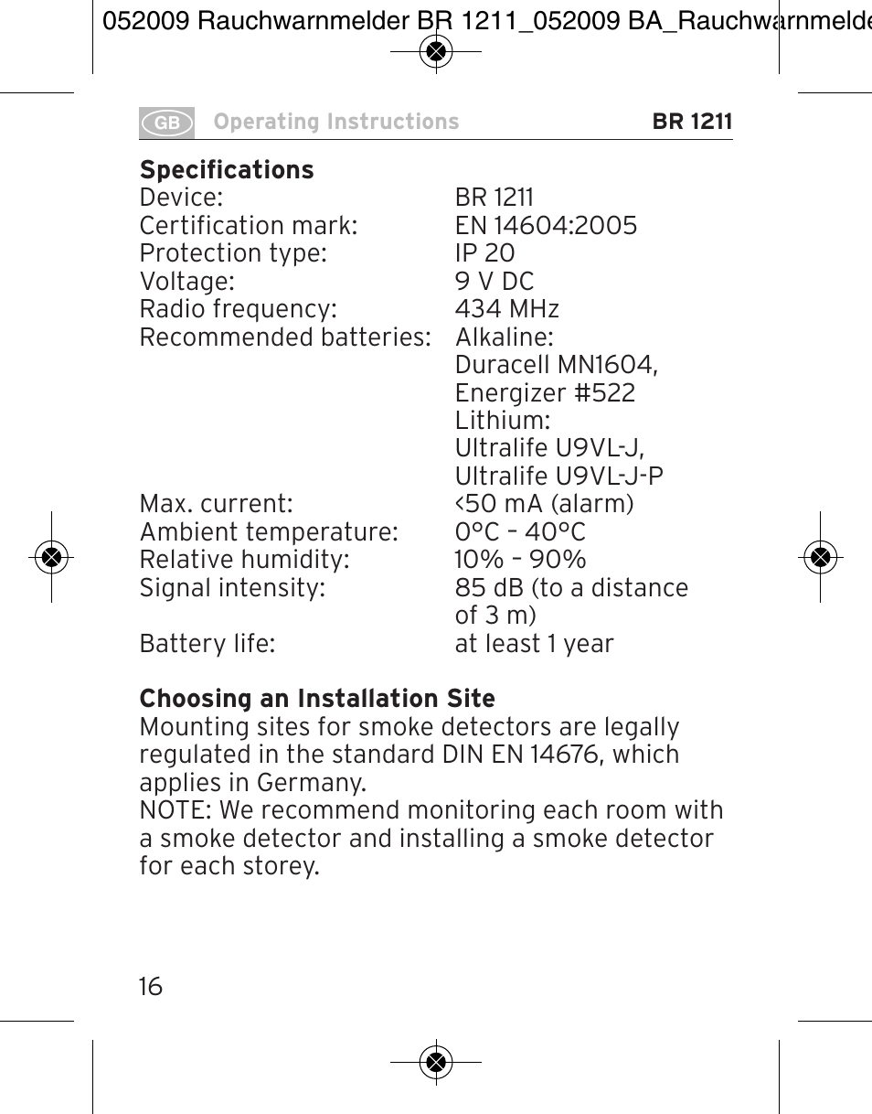 Brennenstuhl Smoke Alarm BR 1211 interlink User Manual | Page 16 / 68