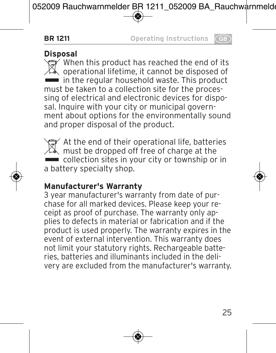 Brennenstuhl Smoke Alarm BR 1211 interlink User Manual | Page 25 / 68