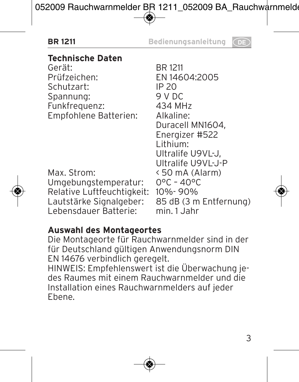 Brennenstuhl Smoke Alarm BR 1211 interlink User Manual | Page 3 / 68