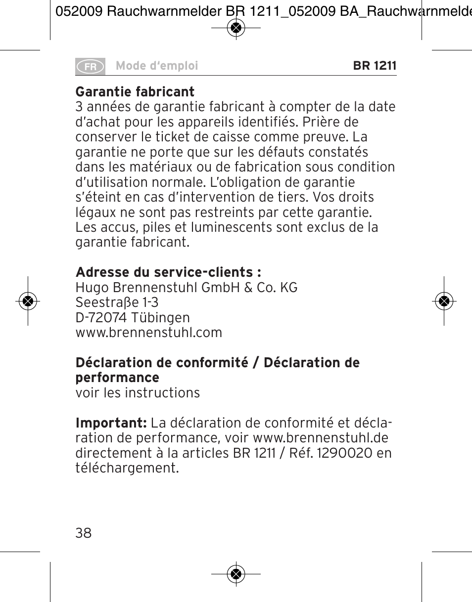Brennenstuhl Smoke Alarm BR 1211 interlink User Manual | Page 38 / 68
